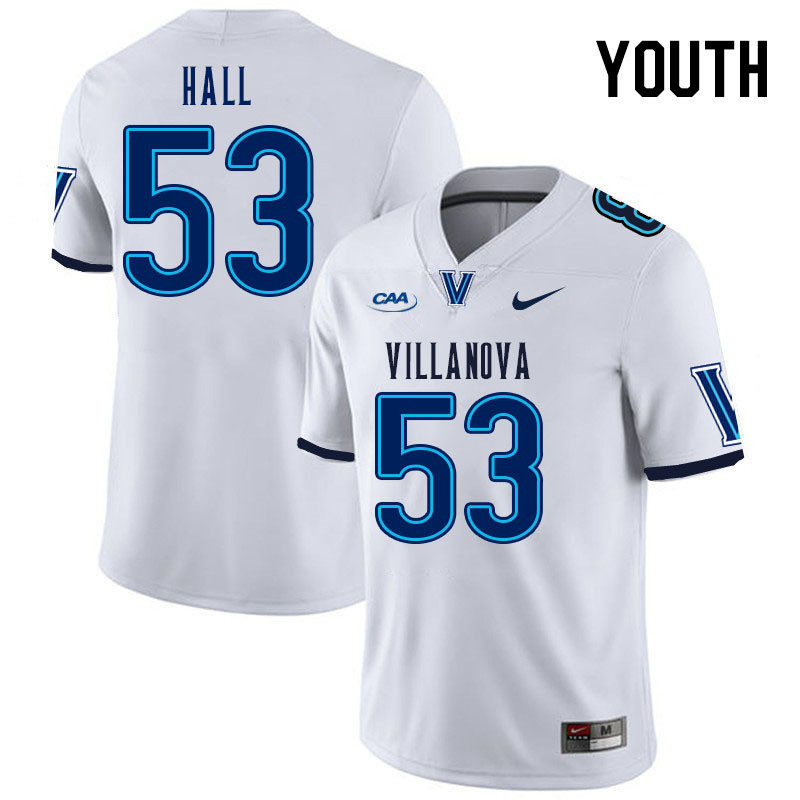 Youth #53 Jason Hall Villanova Wildcats College Football Jerseys Stitched Sale-White